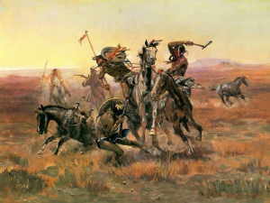 Im Kampf sind Blackfoot mit Sioux von Charles M. Russell